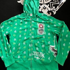 USED Ed Hardy Zip Up Hoodie Size Large